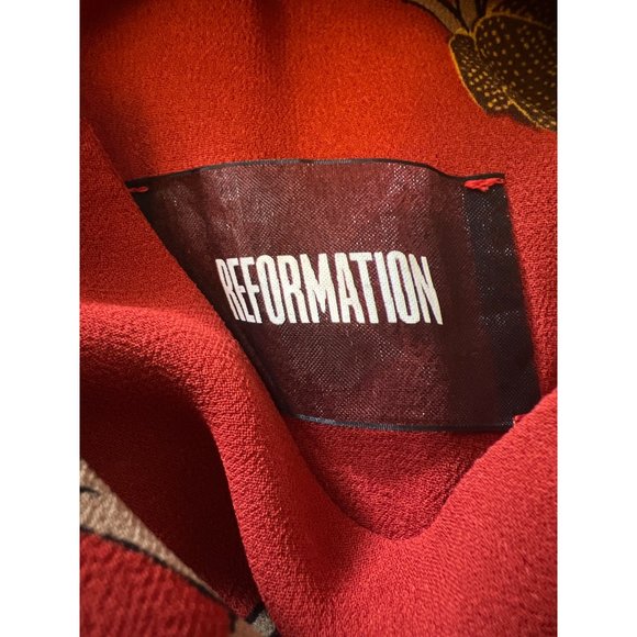 Reformation Deep Red Floral Long Sleeve Dress 0 - Picture 10 of 11